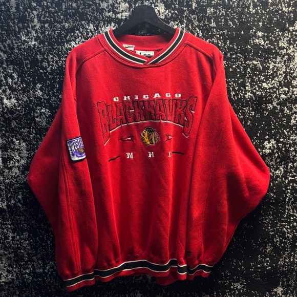 Lee Sport Other - Vintage Lee Sport Chicago Blackhawks NHL Sweatshirt Red Mens XL Embroidered 90s
